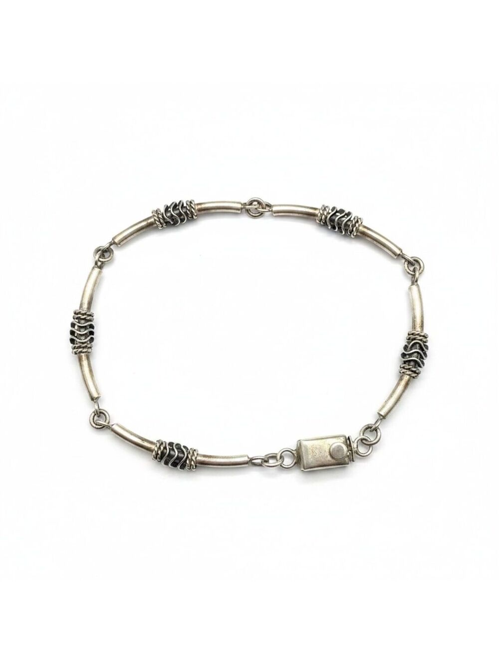 Vintage Mexican Sterling Silver Wave Link Bracelet - Hallmarked TS-44